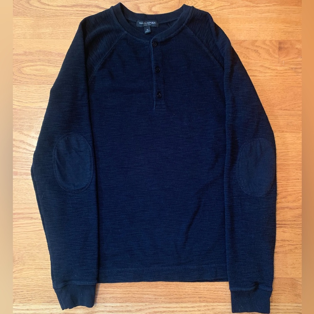 Mens Banana Republic Black Thermal, Padded Elbows, Size M